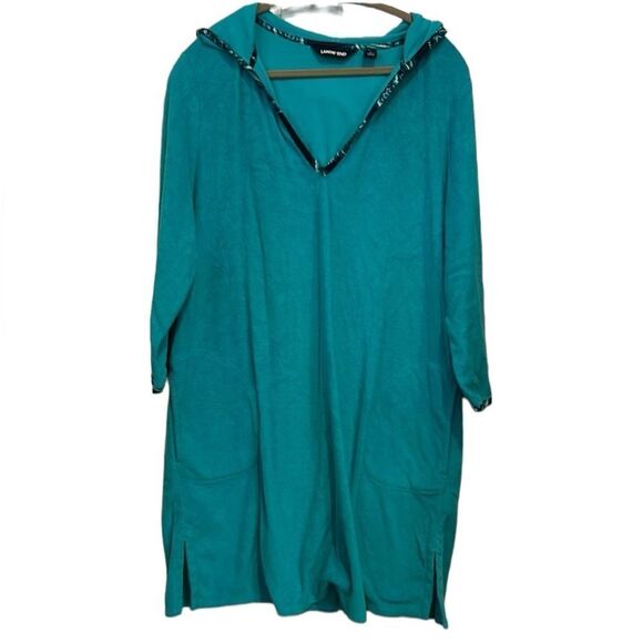 Lands End blue terrycloth pool cover with pockets and hood size extra large - Picture 1 of 8
